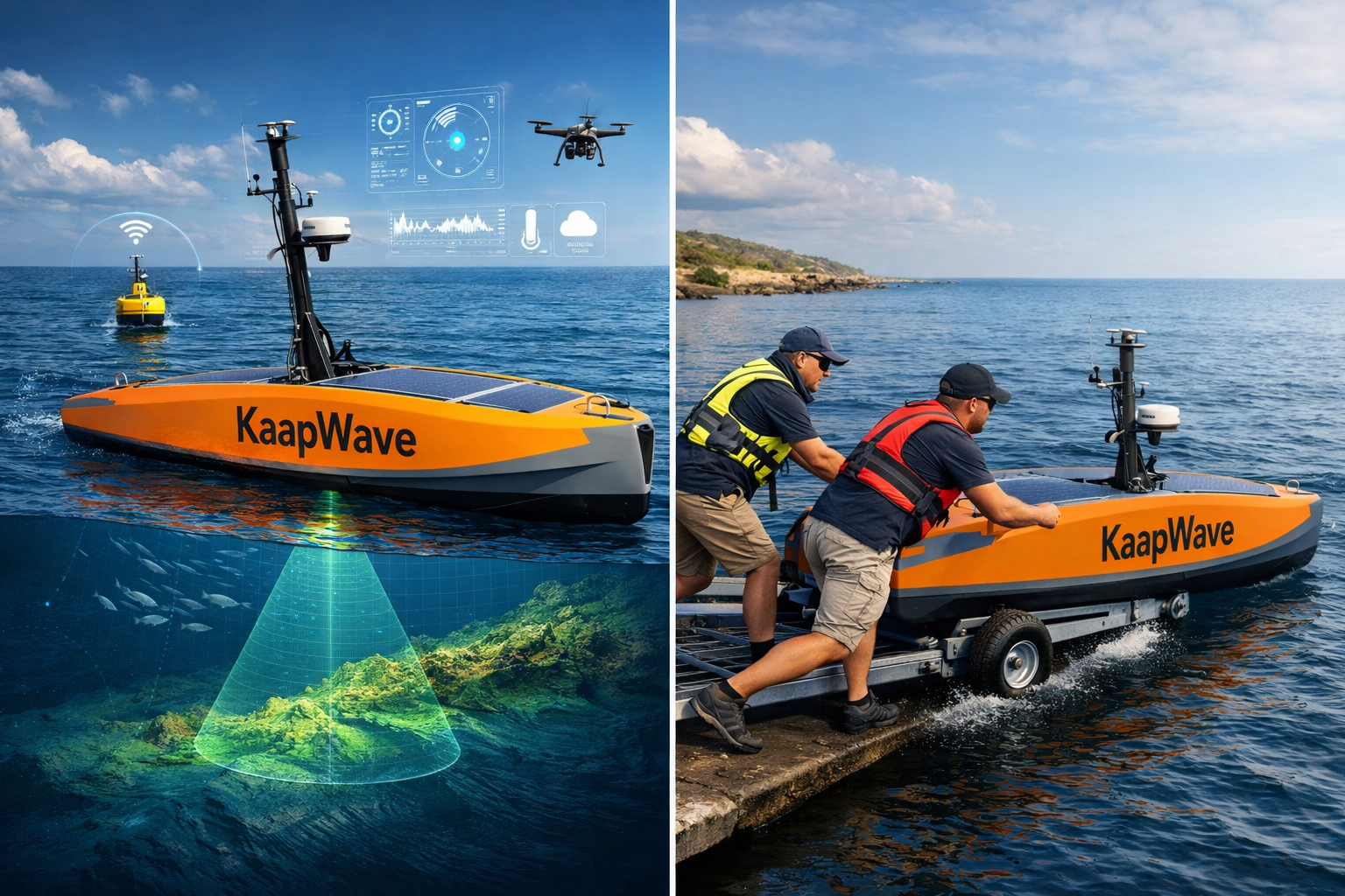KaapWave USV deployment and sonar operations